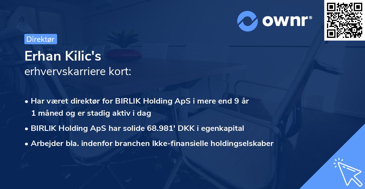 Erhan Kilic's erhvervskarriere kort