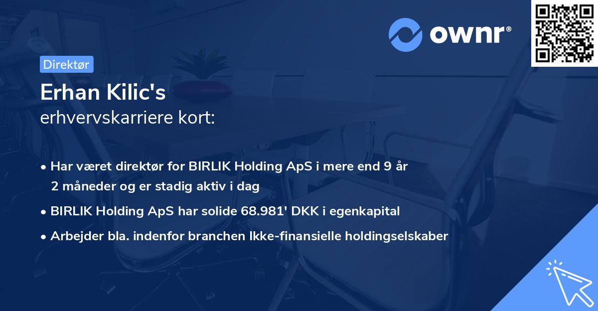 Erhan Kilic's erhvervskarriere kort