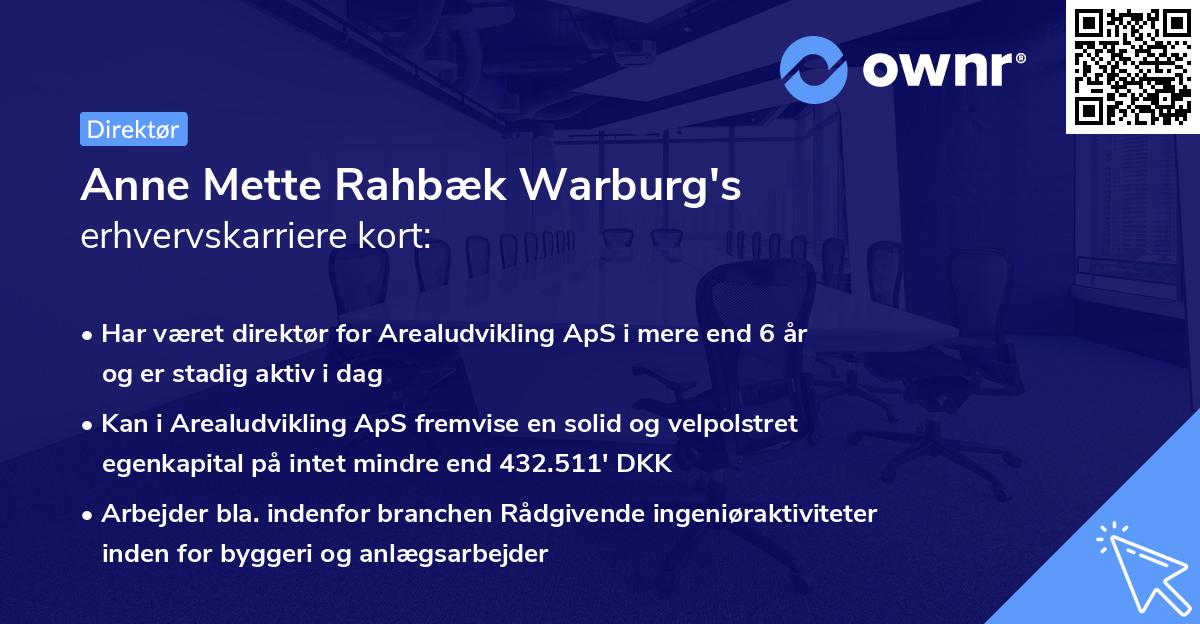 Anne Mette Rahbæk Warburg's erhvervskarriere kort