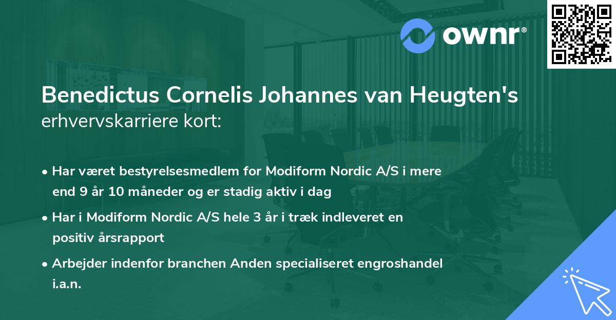 Benedictus Cornelis Johannes van Heugten's erhvervskarriere kort