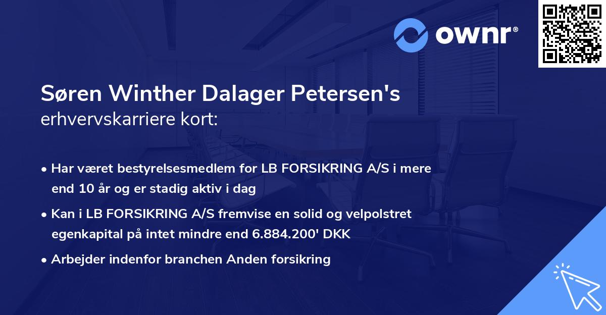 Søren Winther Dalager Petersen's erhvervskarriere kort