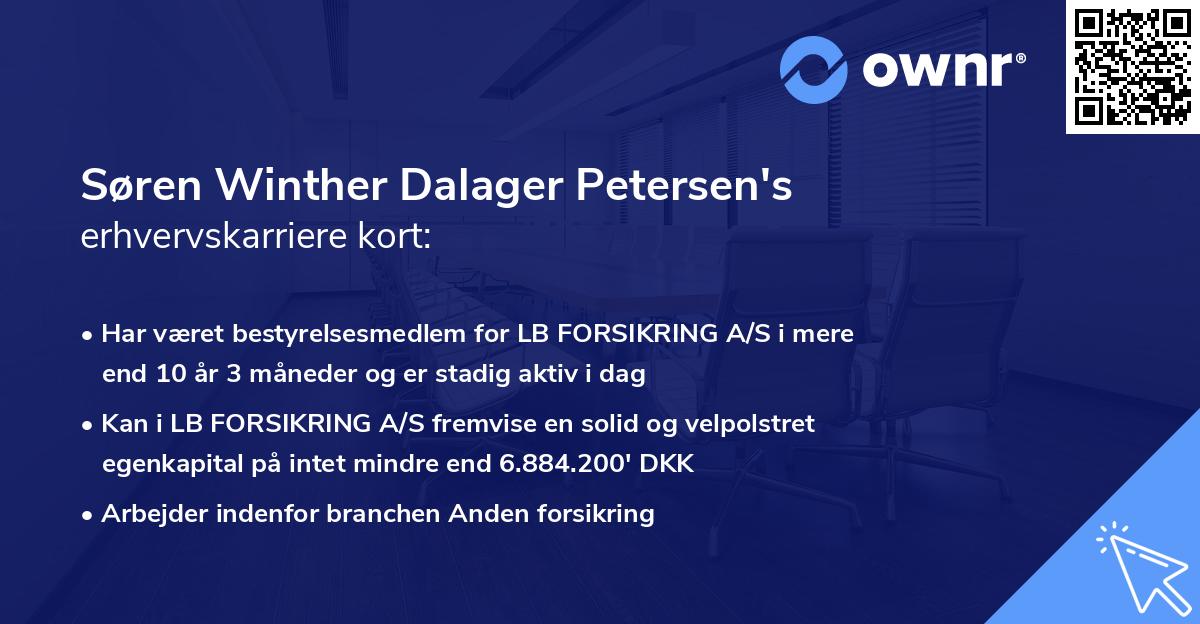 Søren Winther Dalager Petersen's erhvervskarriere kort