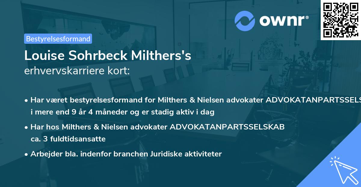 Louise Sohrbeck Milthers's erhvervskarriere kort