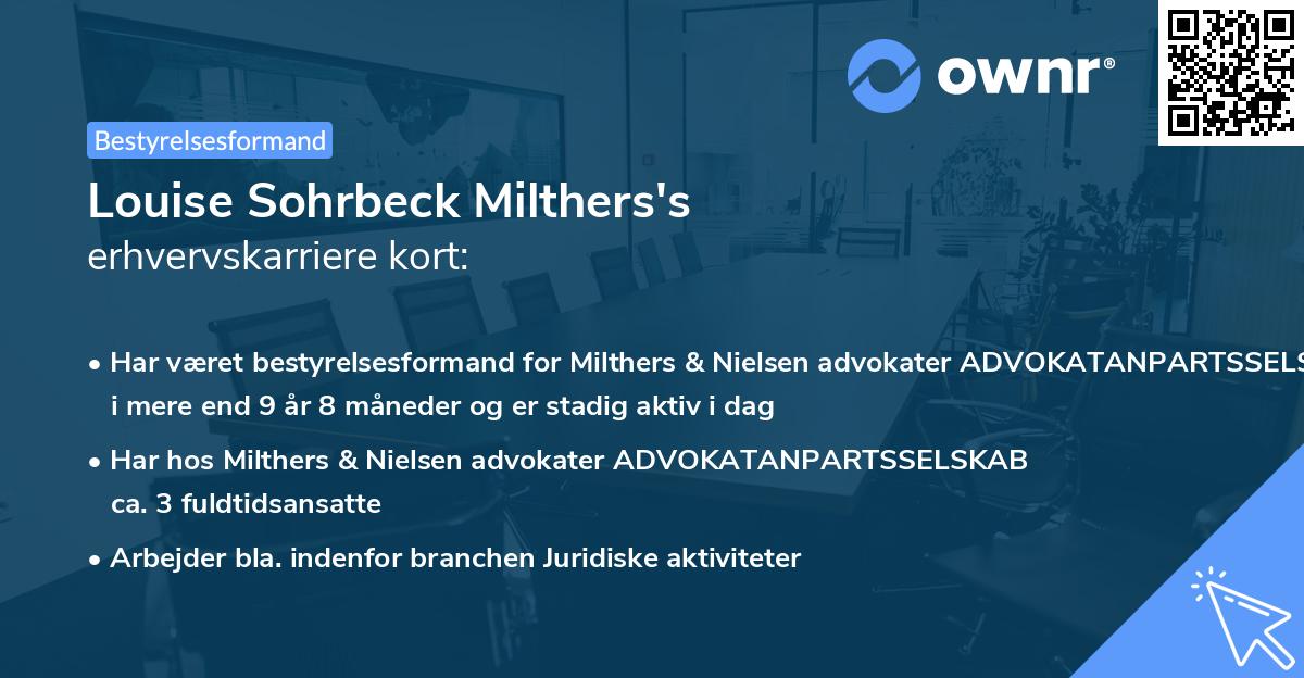 Louise Sohrbeck Milthers's erhvervskarriere kort
