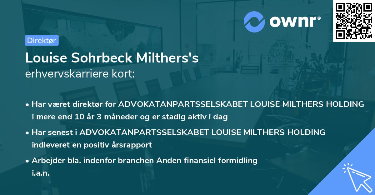 Louise Sohrbeck Milthers's erhvervskarriere kort