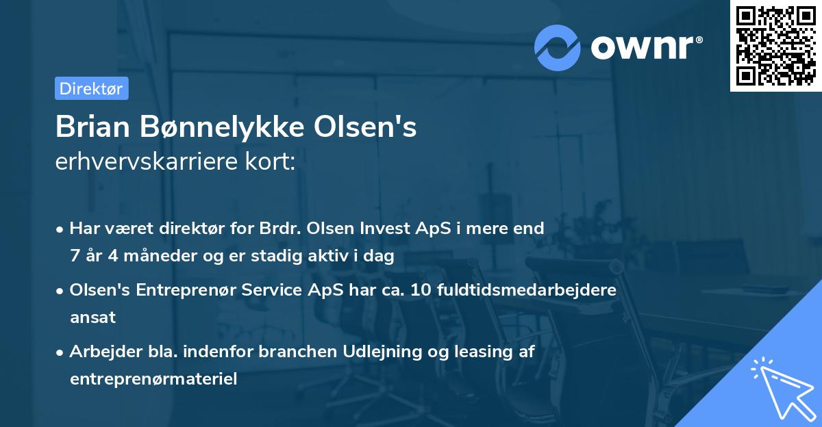 Brian Bønnelykke Olsen's erhvervskarriere kort
