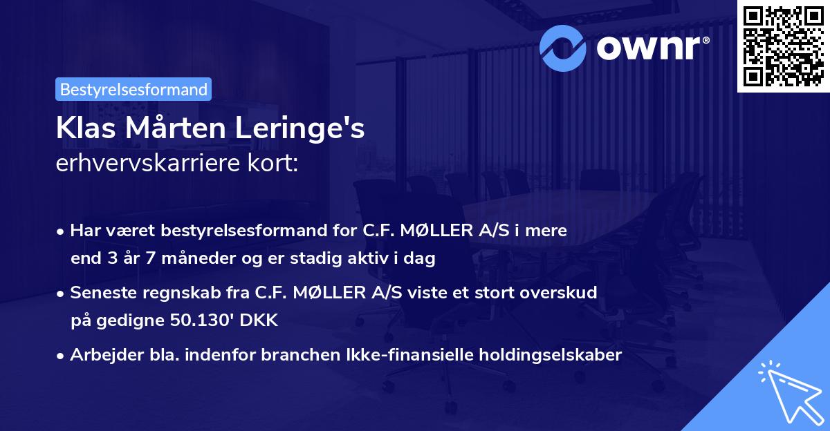 Klas Mårten Leringe's erhvervskarriere kort