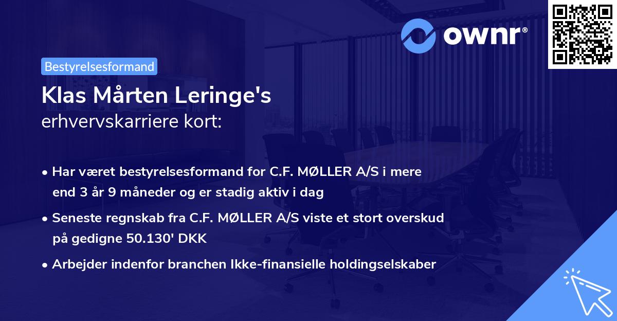 Klas Mårten Leringe's erhvervskarriere kort