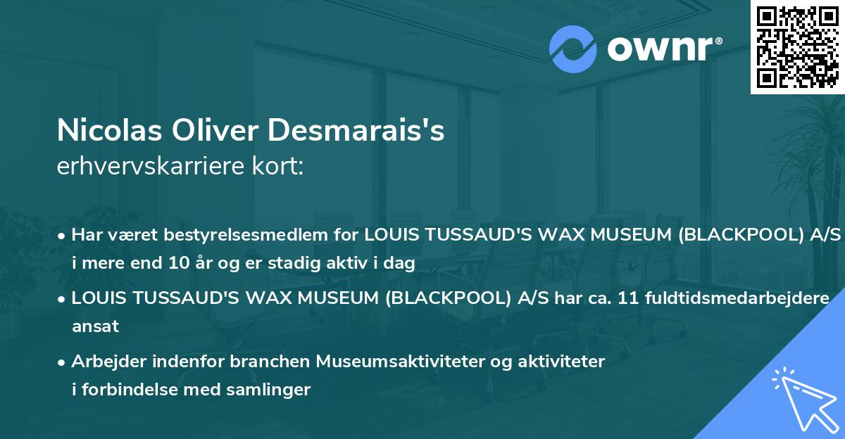 Nicolas Oliver Desmarais's erhvervskarriere kort