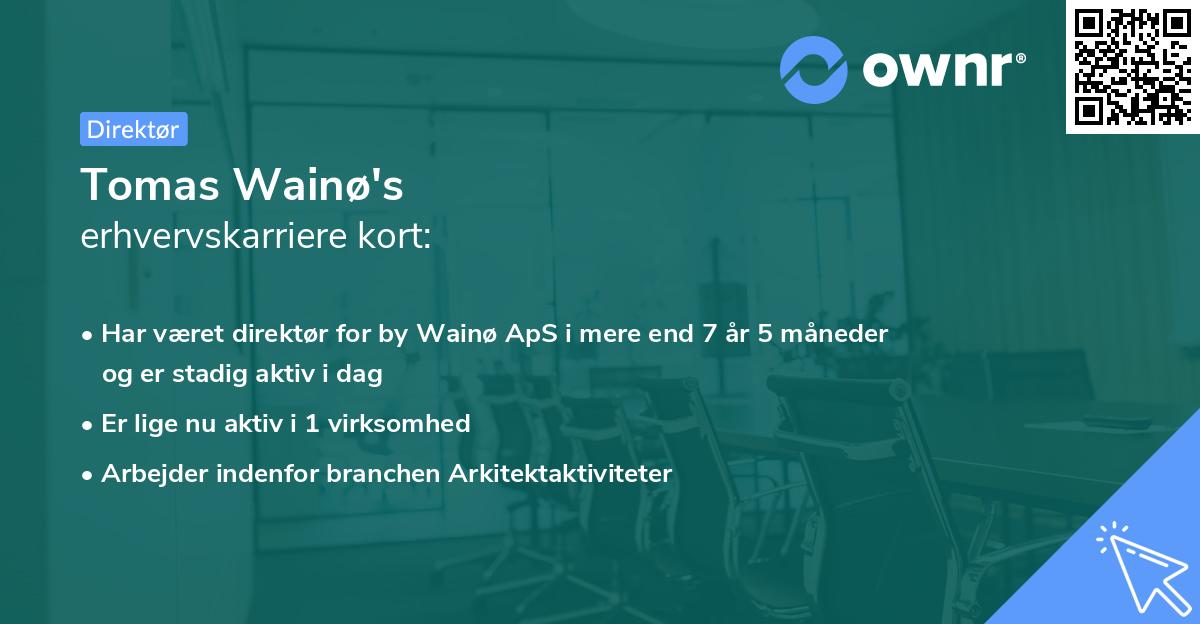 Tomas Wainø's erhvervskarriere kort