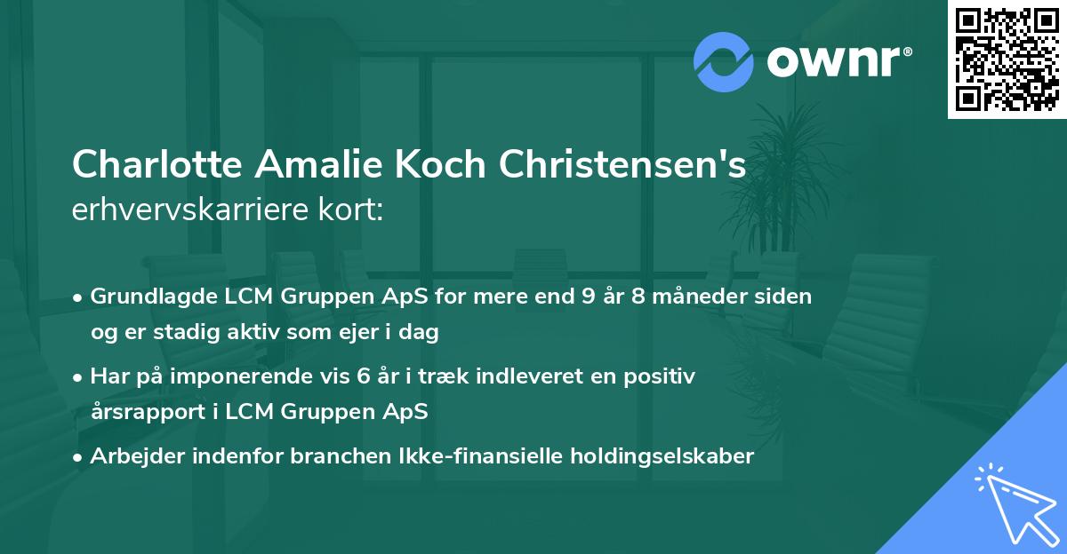 Charlotte Amalie Koch Christensen's erhvervskarriere kort