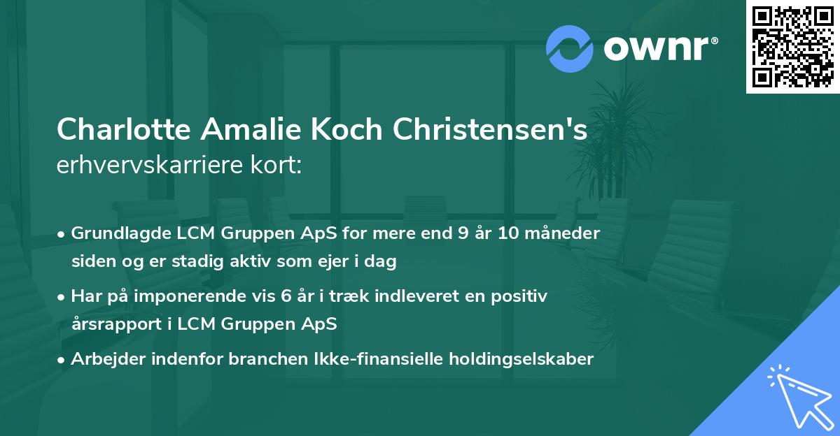 Charlotte Amalie Koch Christensen's erhvervskarriere kort