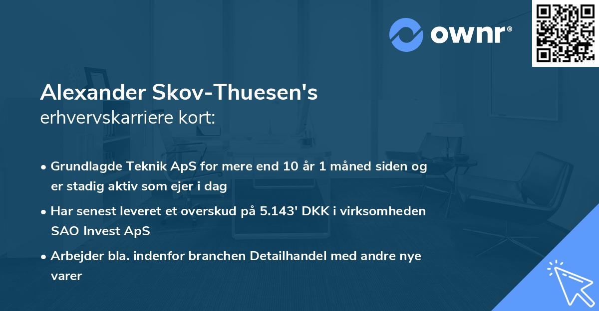 Alexander Skov-Thuesen's erhvervskarriere kort