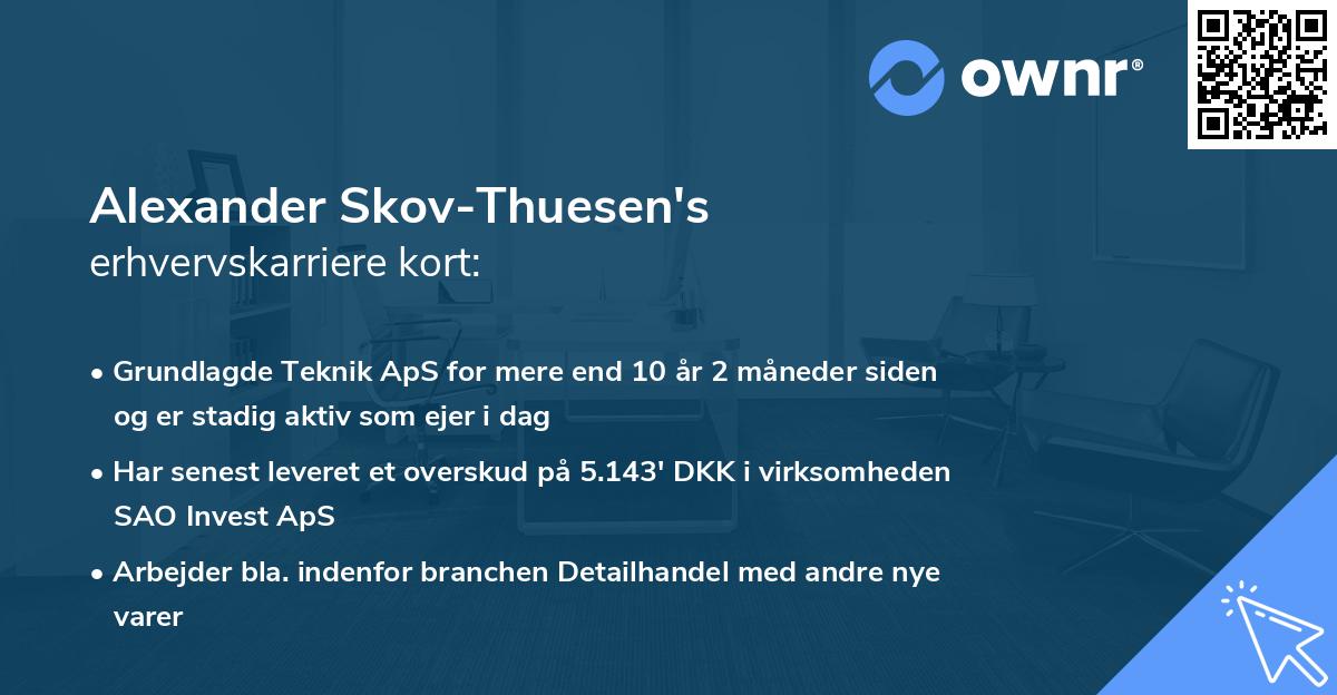 Alexander Skov-Thuesen's erhvervskarriere kort