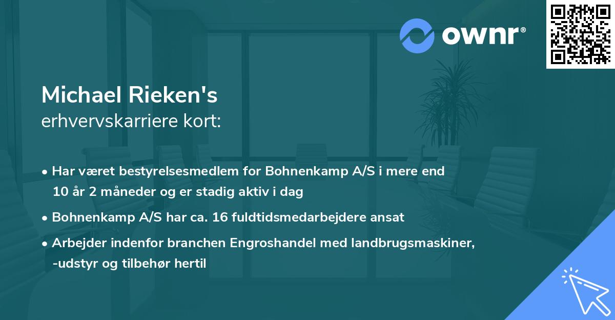 Michael Rieken's erhvervskarriere kort