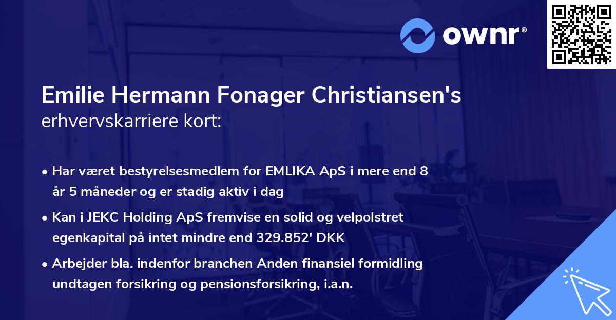 Emilie Hermann Fonager Christiansen's erhvervskarriere kort