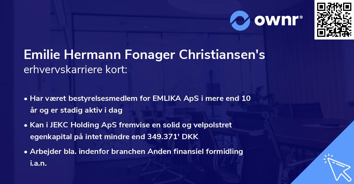 Emilie Hermann Fonager Christiansen's erhvervskarriere kort