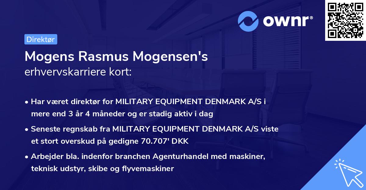 Mogens Rasmus Mogensen's erhvervskarriere kort