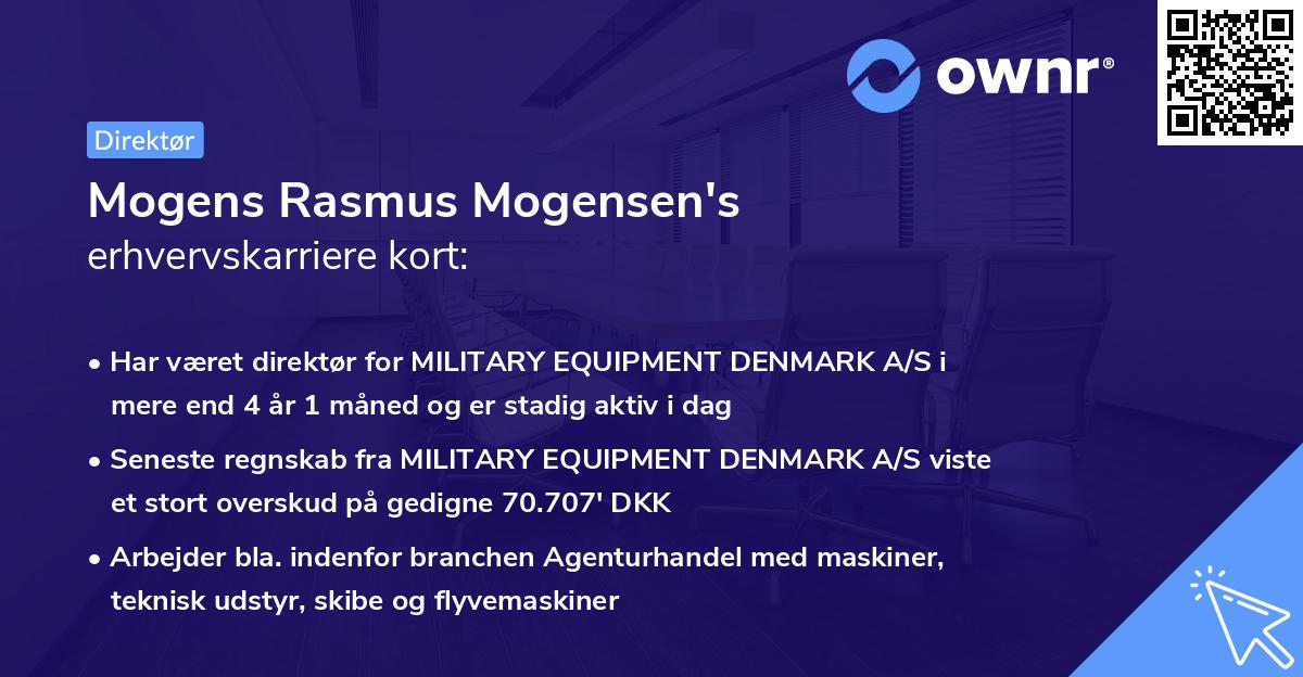 Mogens Rasmus Mogensen's erhvervskarriere kort