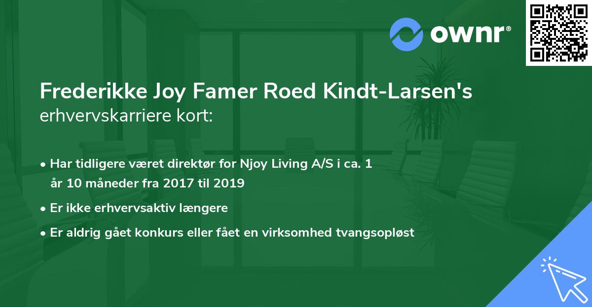 Frederikke Joy Famer Roed Kindt-Larsen's erhvervskarriere kort