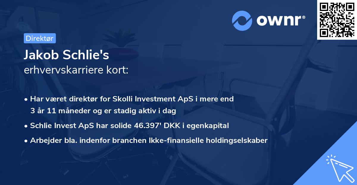 Jakob Schlie's erhvervskarriere kort