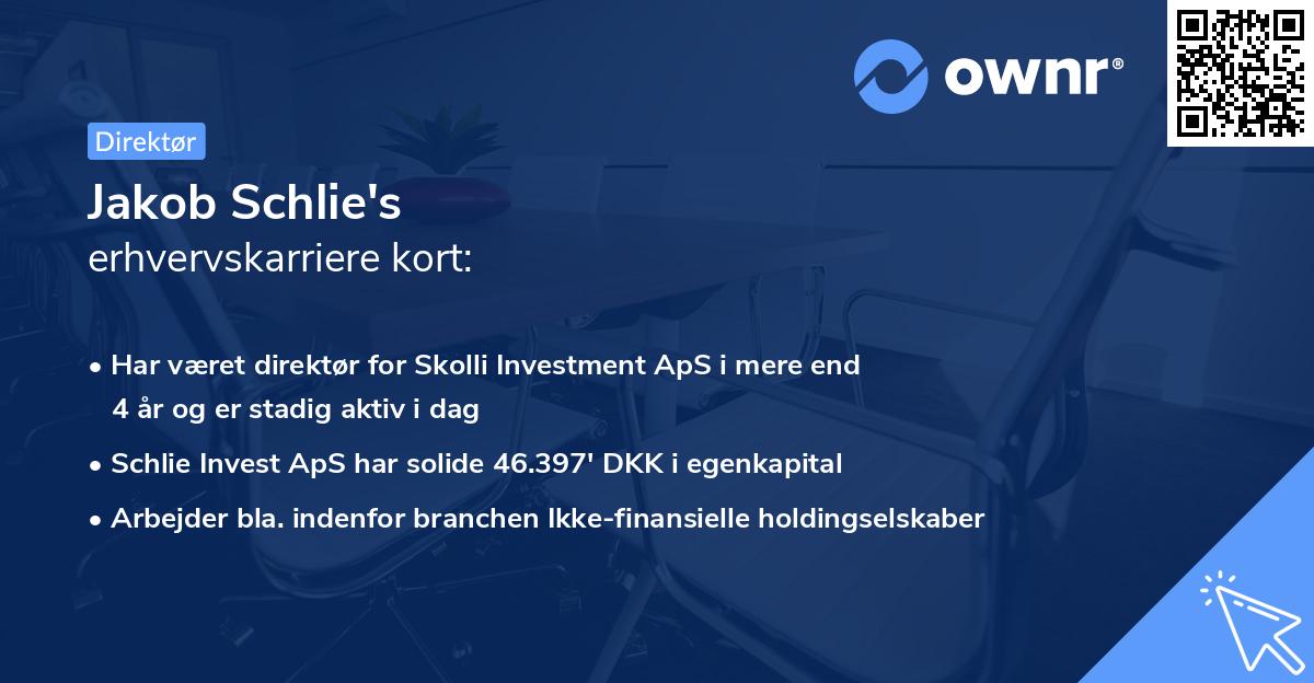 Jakob Schlie's erhvervskarriere kort