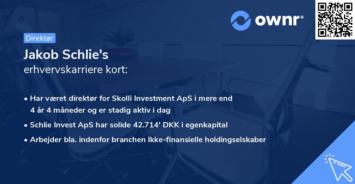 Jakob Schlie's erhvervskarriere kort