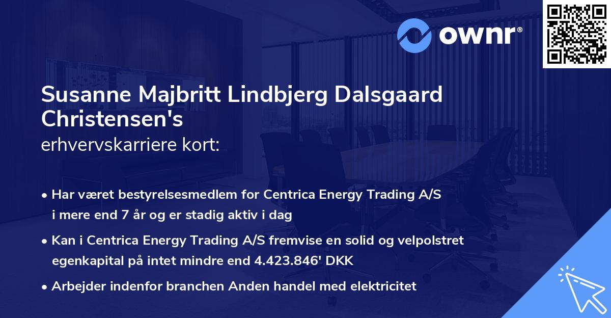 Susanne Majbritt Lindbjerg Dalsgaard Christensen's erhvervskarriere kort