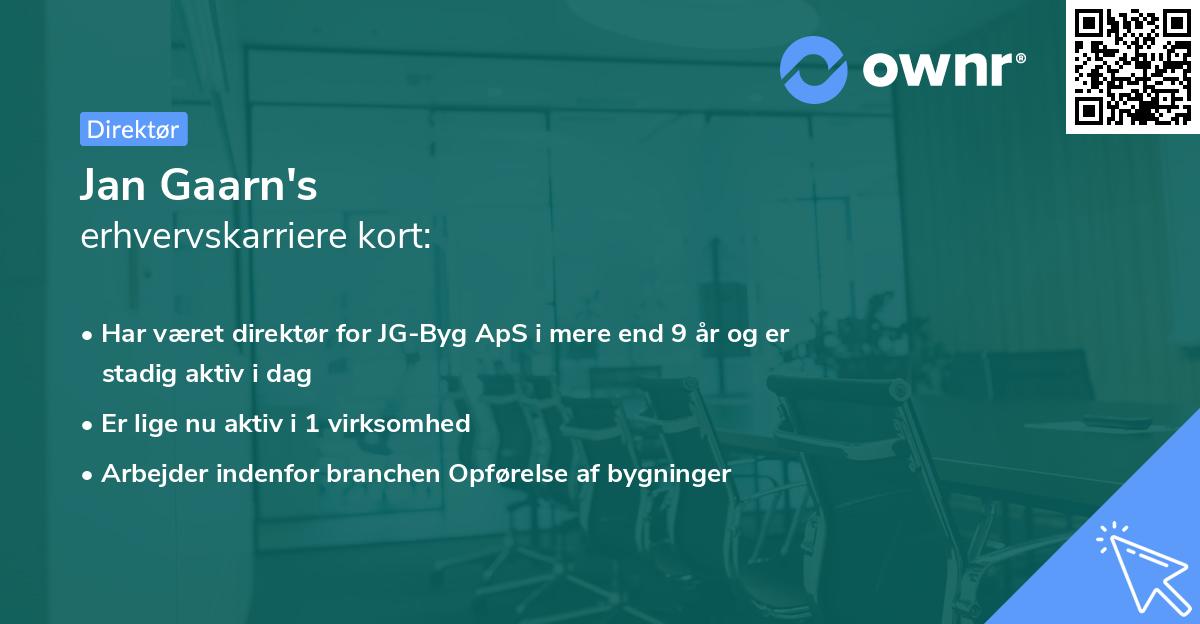 Jan Gaarn's erhvervskarriere kort