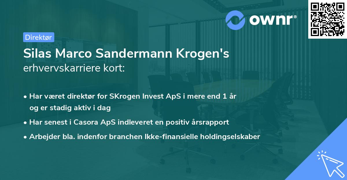 Silas Marco Sandermann Krogen's erhvervskarriere kort