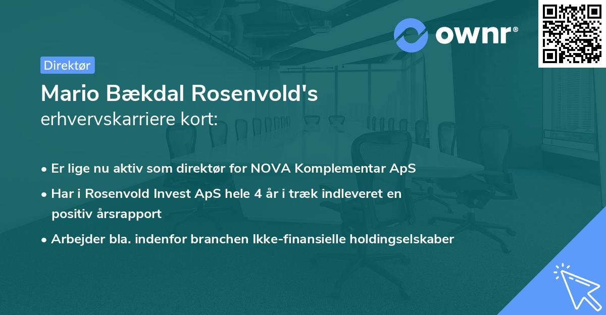 Mario Bækdal Rosenvold's erhvervskarriere kort