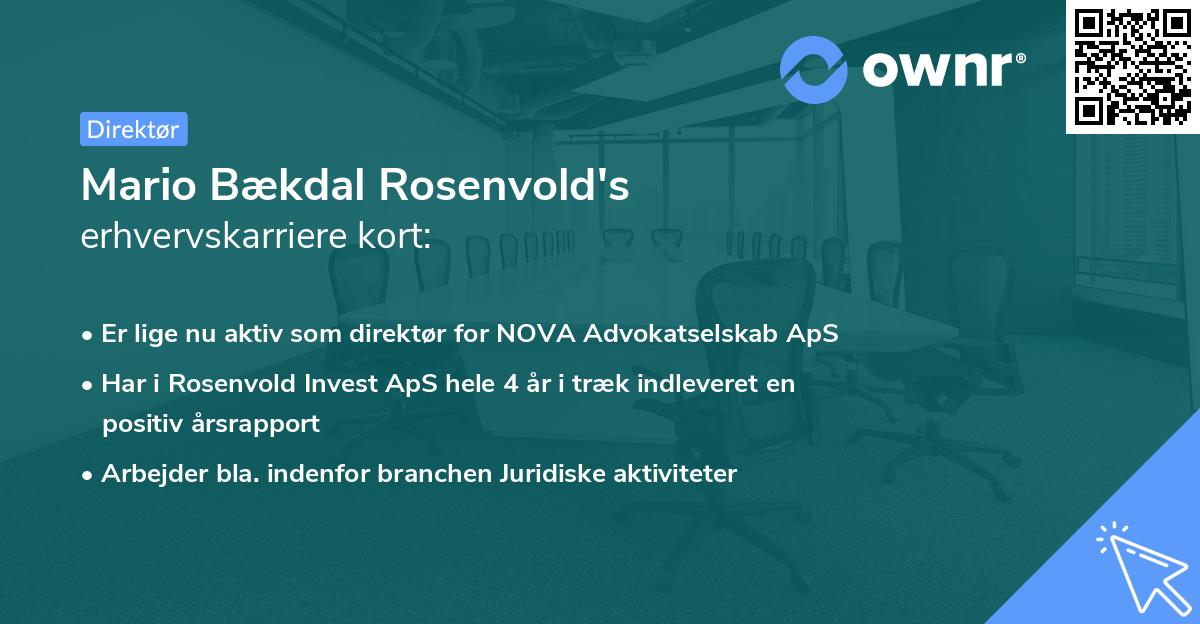 Mario Bækdal Rosenvold's erhvervskarriere kort