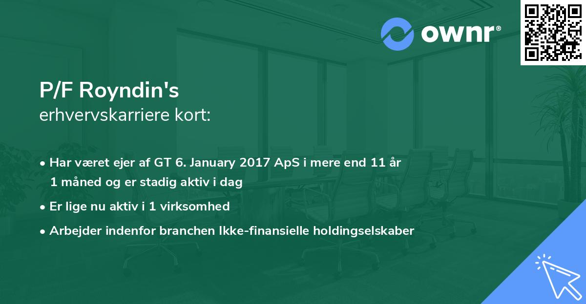 P/F Royndin's erhvervskarriere kort