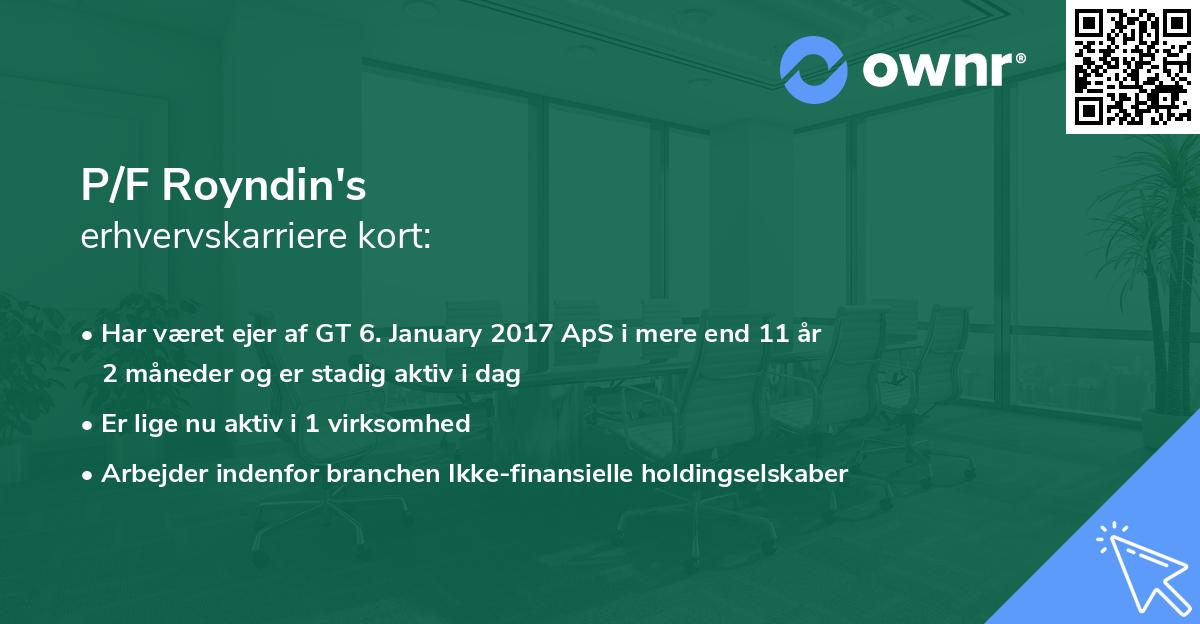 P/F Royndin's erhvervskarriere kort