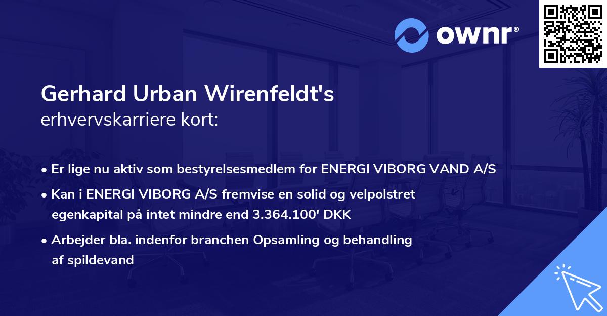 Gerhard Urban Wirenfeldt's erhvervskarriere kort