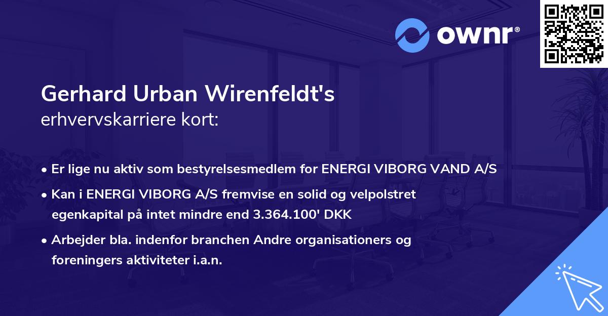 Gerhard Urban Wirenfeldt's erhvervskarriere kort