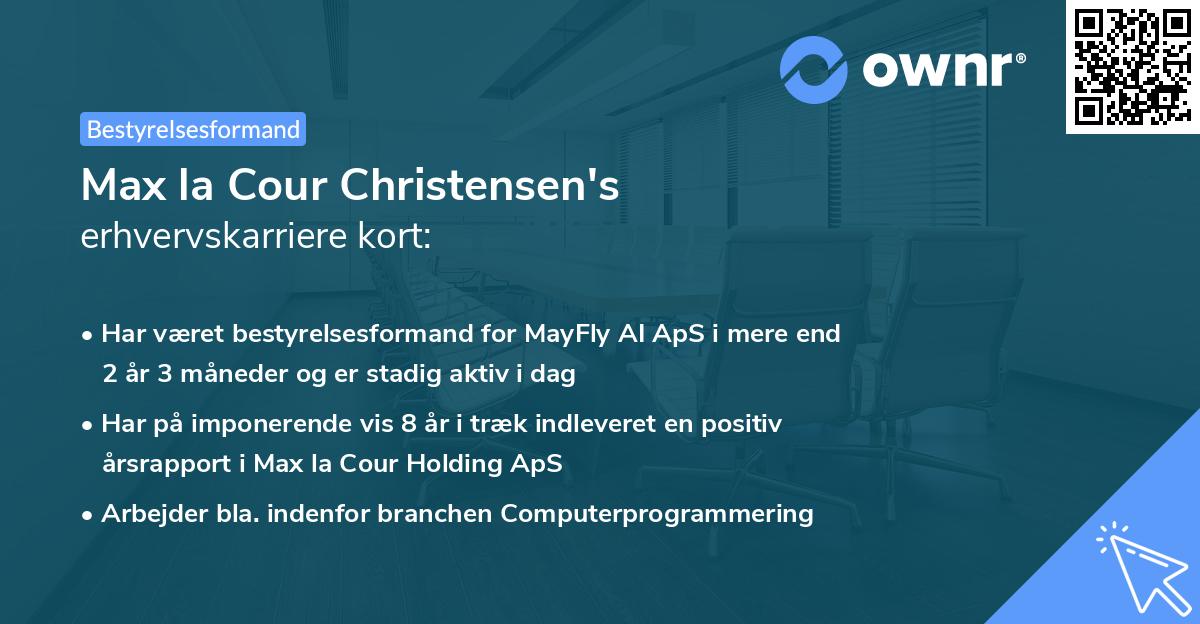 Max la Cour Christensen's erhvervskarriere kort