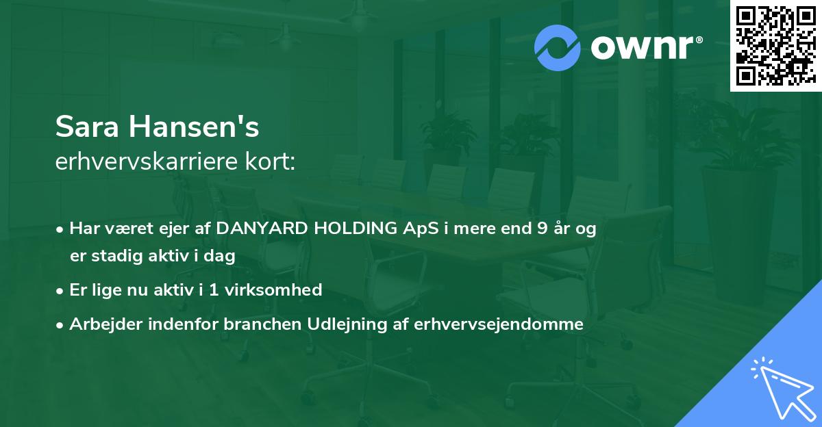 Sara Hansen's erhvervskarriere kort