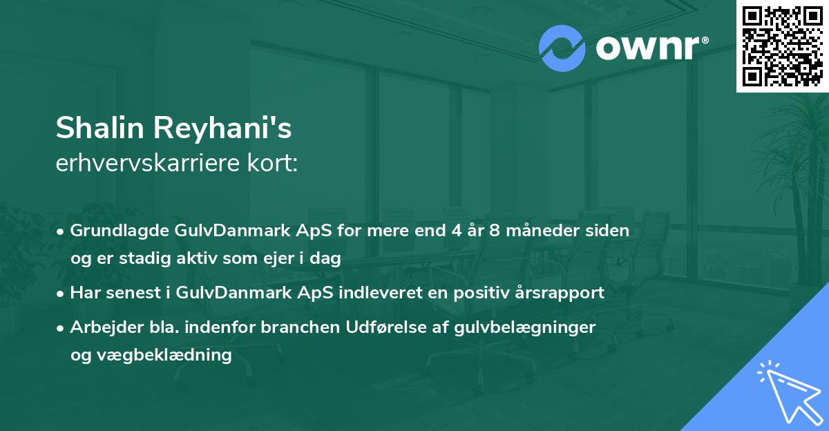 Shalin Reyhani's erhvervskarriere kort
