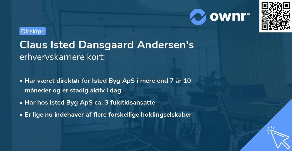 Claus Isted Dansgaard Andersen's erhvervskarriere kort