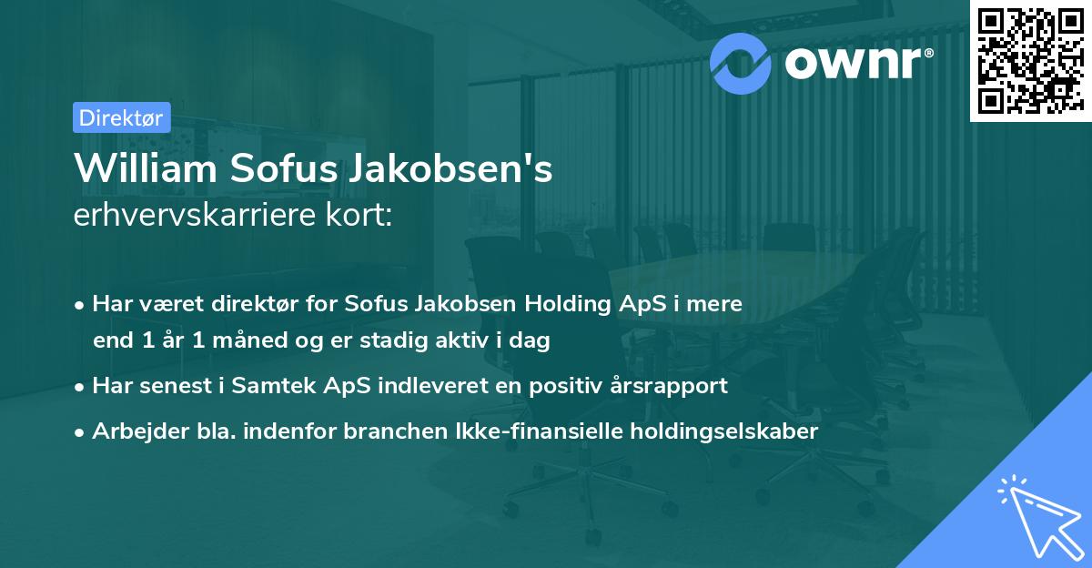 William Sofus Jakobsen's erhvervskarriere kort