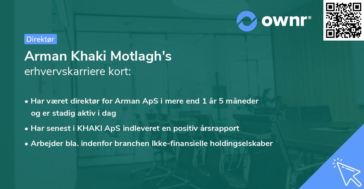 Arman Khaki Motlagh's erhvervskarriere kort
