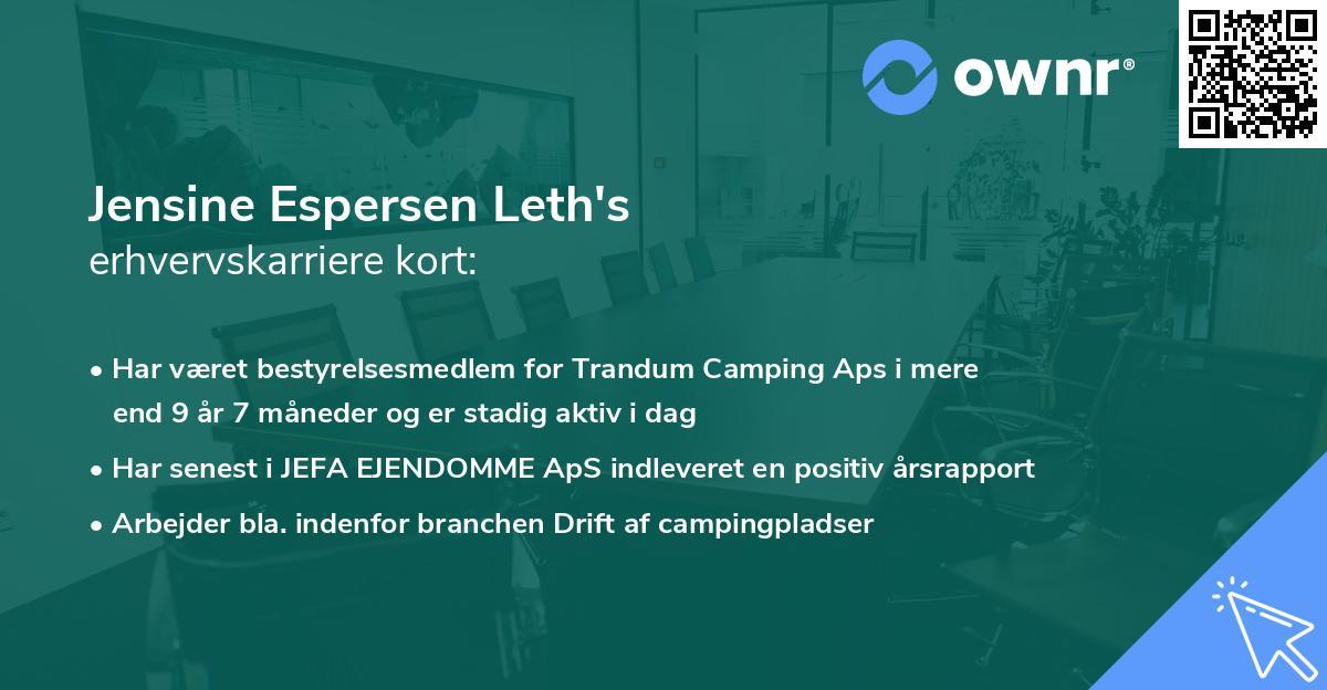 Jensine Espersen Leth's erhvervskarriere kort