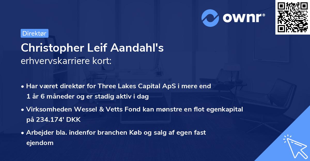 Christopher Leif Aandahl's erhvervskarriere kort