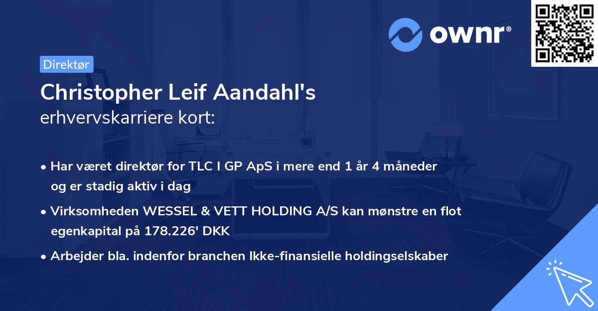 Christopher Leif Aandahl's erhvervskarriere kort