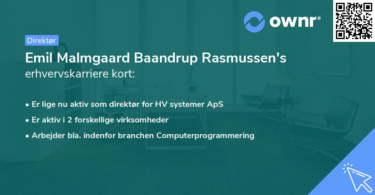 Emil Malmgaard Baandrup Rasmussen's erhvervskarriere kort