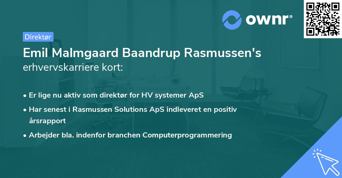 Emil Malmgaard Baandrup Rasmussen's erhvervskarriere kort
