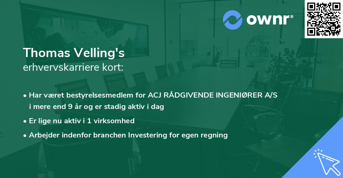 Thomas Velling's erhvervskarriere kort