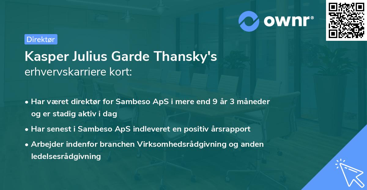 Kasper Julius Garde Thansky's erhvervskarriere kort