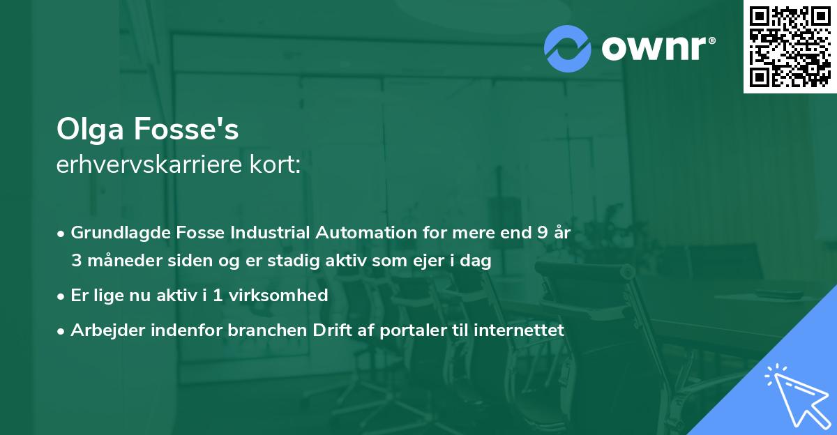 Olga Fosse's erhvervskarriere kort